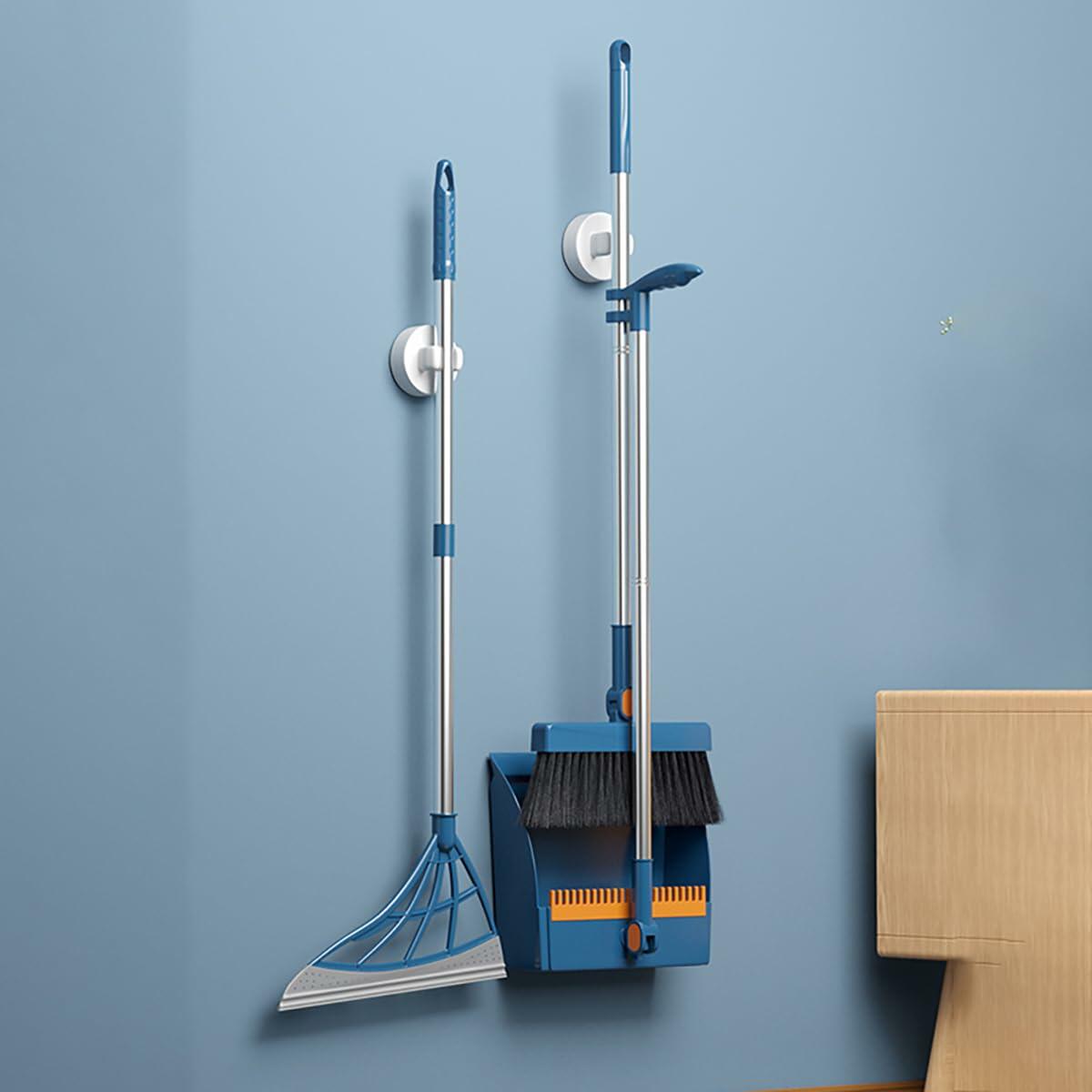 REXWOD Broom & Dustpan Set Blue Home Office Cleaning Kit Combo