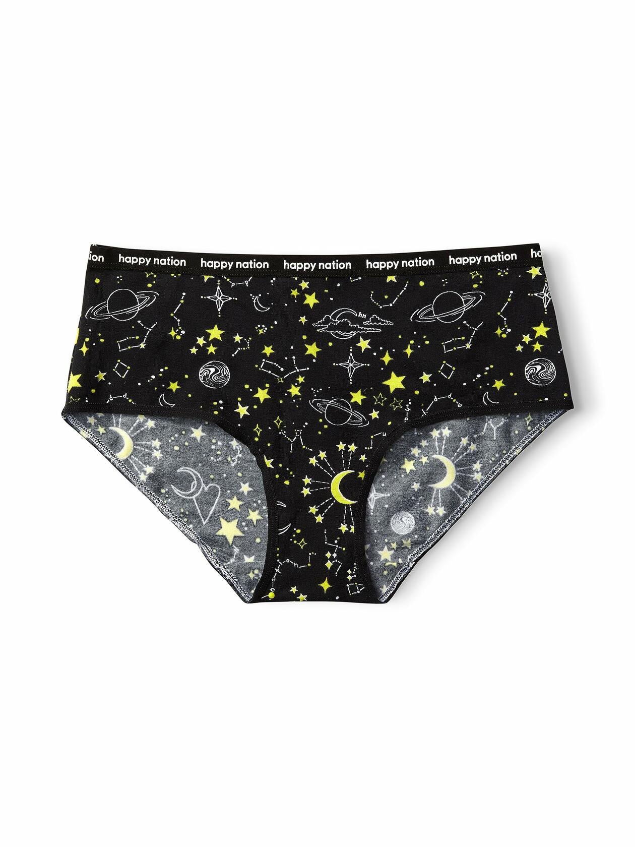 Happy Nation Girls Cotton Logo Brief Underwear Black Size L