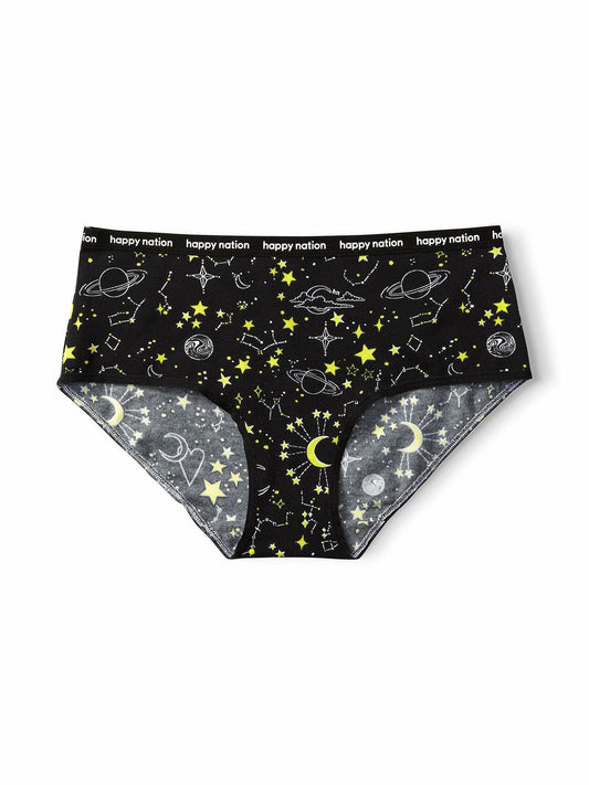 Happy Nation Girls Cotton Logo Brief Underwear Black Size L
