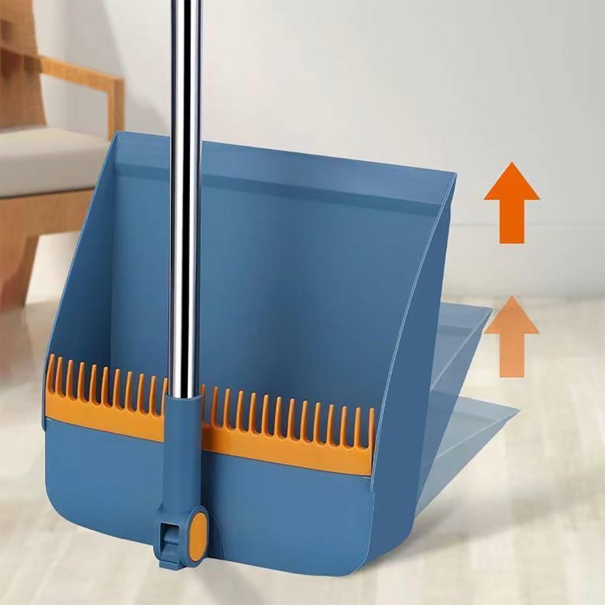 REXWOD Broom & Dustpan Set Blue Home Office Cleaning Kit Combo