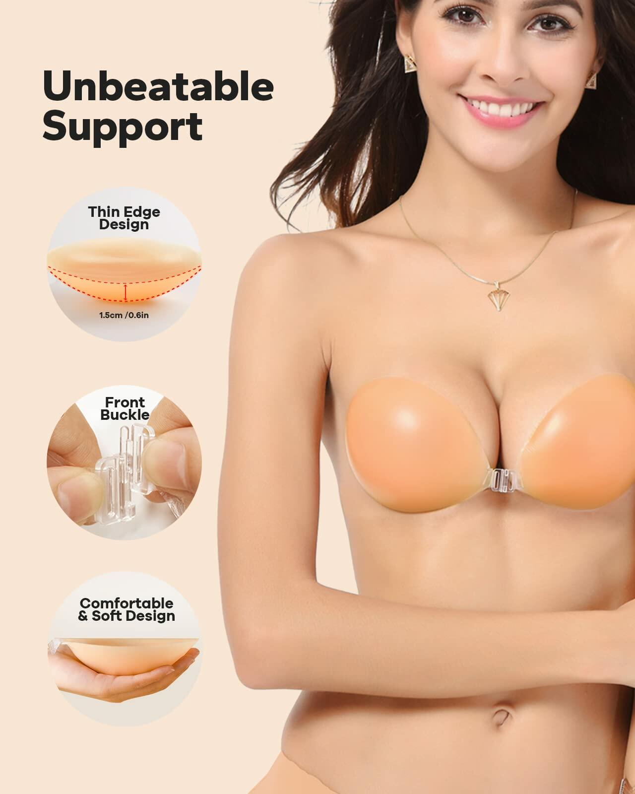 BoobyBear Sticky Bra Nude B Cup Strapless Backless Reusable Silicone Bra