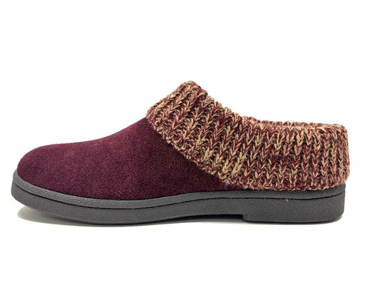 Clarks Women's Knitted Collar Clog Burgundy/Beige2 Size 8M Comfortable