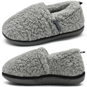 COFACE Womens Slippers Size 7 Grey Memory Foam Plush Sherpa Lined Cozy