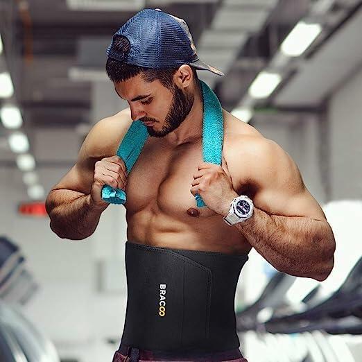 Bracoo Waist Trimmer Wrap SE22 Black Sweat Sauna Belly Belt Men & Women