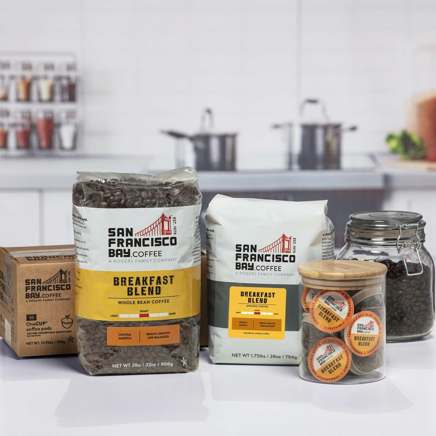 San Francisco Bay Coffee Breakfast Blend Medium Roast Whole Bean 2lb Bag