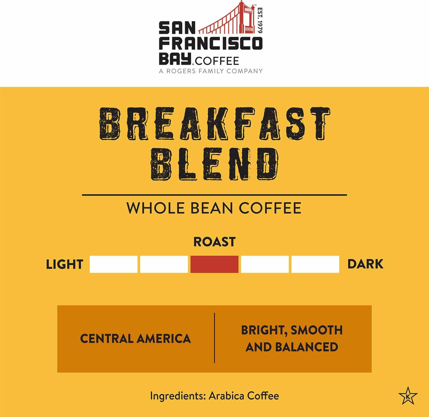 San Francisco Bay Coffee Breakfast Blend Medium Roast Whole Bean 2lb Bag