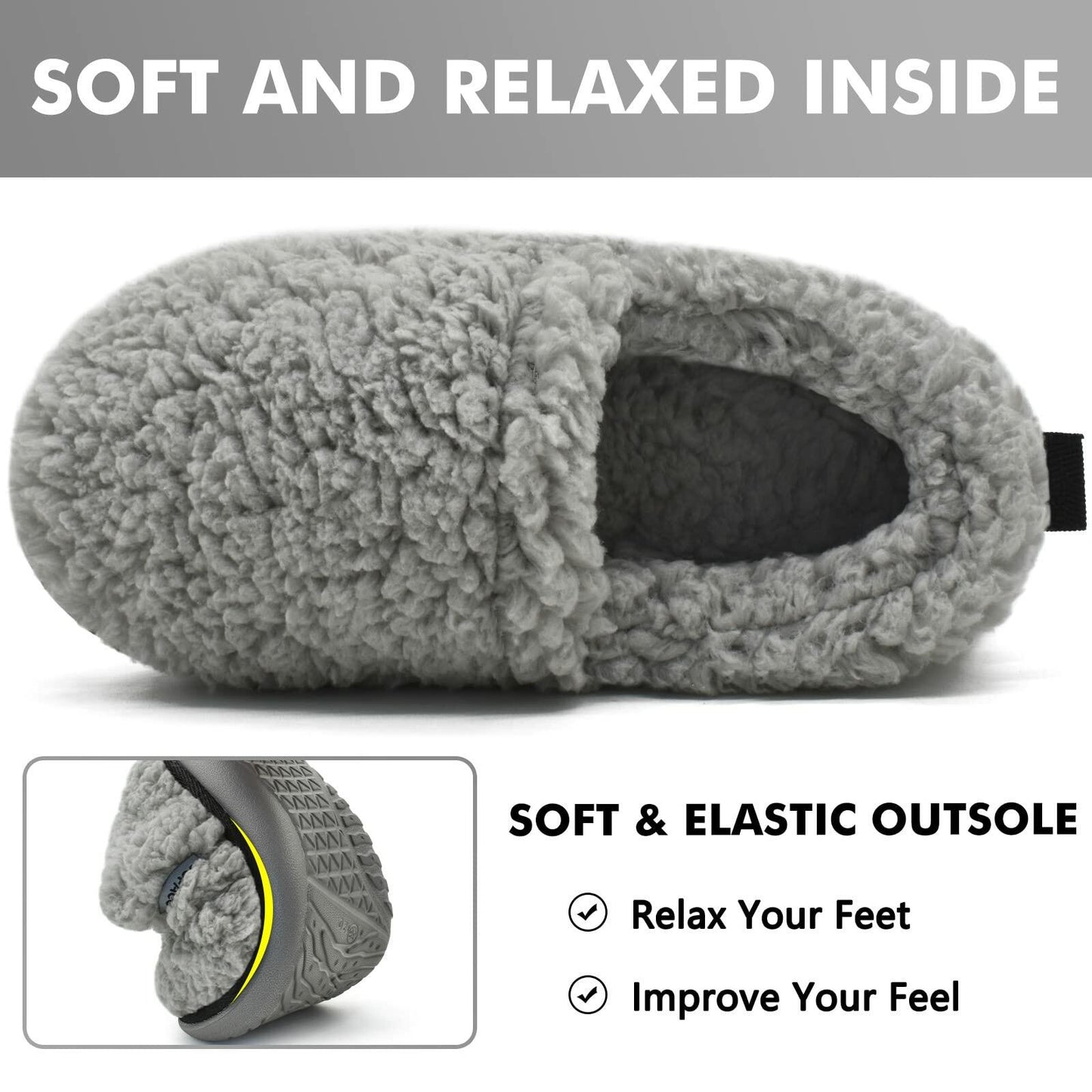 COFACE Womens Slippers Size 7 Grey Memory Foam Plush Sherpa Lined Cozy