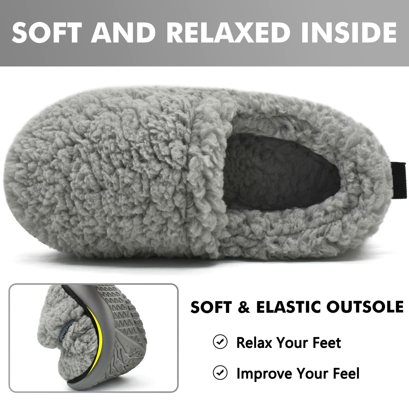 COFACE Womens Slippers Size 7 Grey Memory Foam Plush Sherpa Lined Cozy