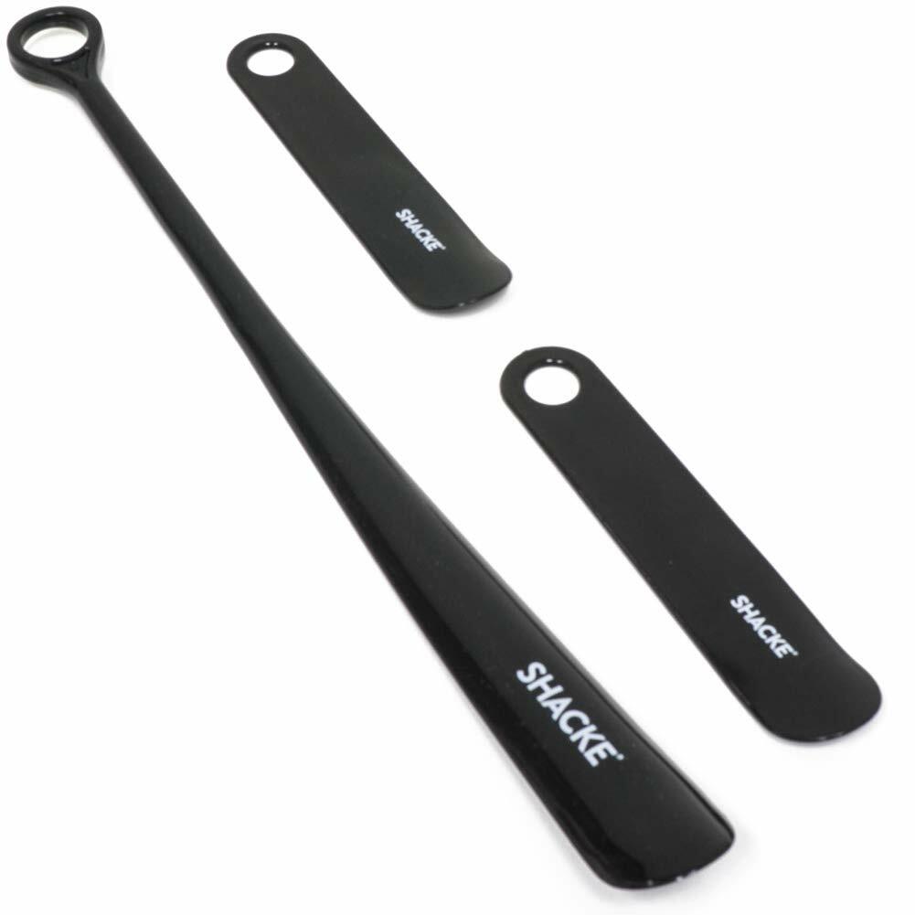 Shacke 18" + 2x7" Extra Long Handle Shoe Horns Black, Travel Set