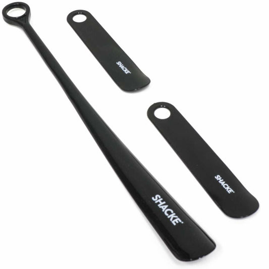Shacke 18" + 2x7" Extra Long Handle Shoe Horns Black, Travel Set