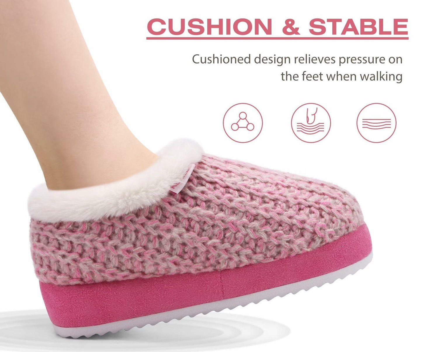 KuaiLu Womens Orthotic Memory Foam Winter Slippers Pink Size 9