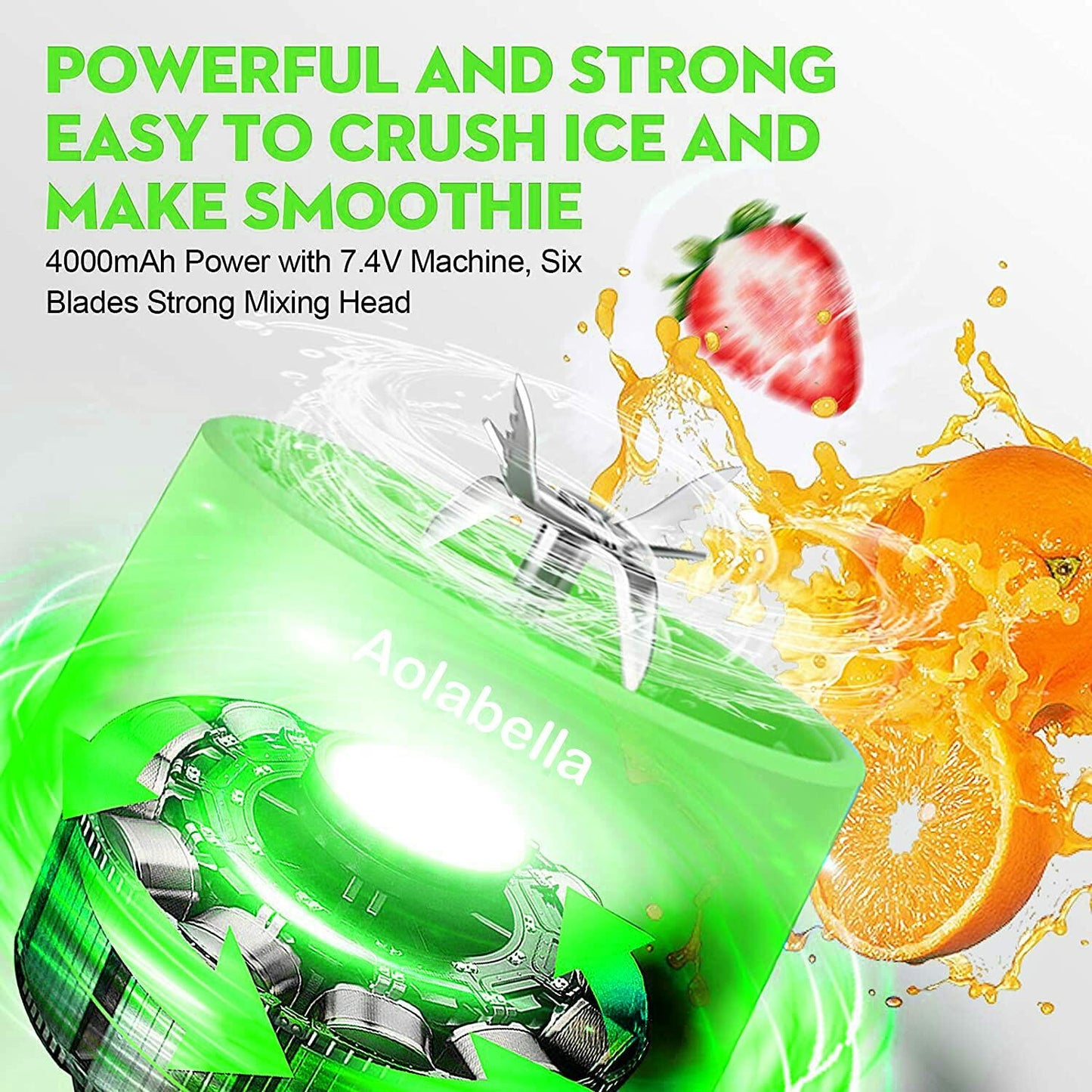 Portable Blender 500ml USB Juicer Cup Green Personal Size with 6 Blades