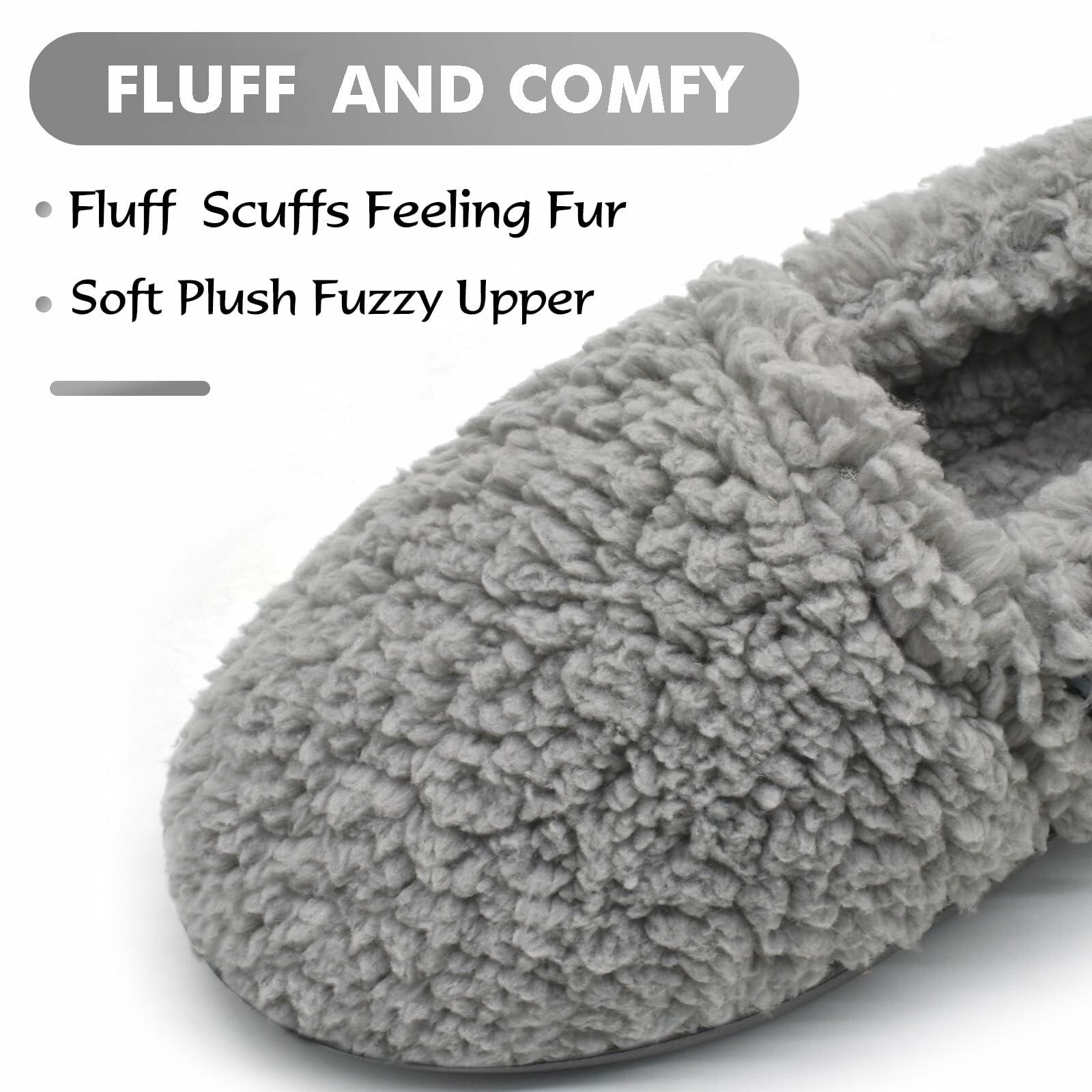 COFACE Womens Slippers Size 7 Grey Memory Foam Plush Sherpa Lined Cozy