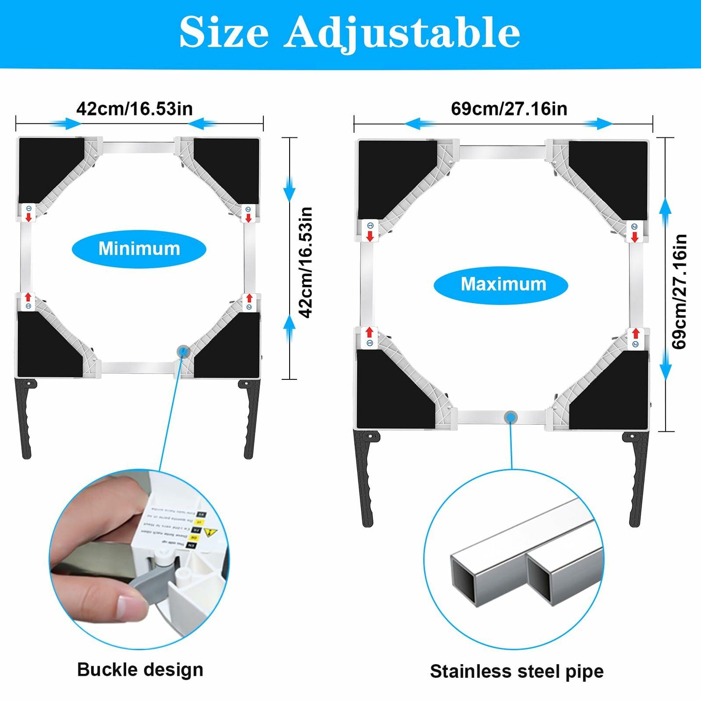 Kiss Core Mini Fridge Stand Adjustable 4"-5" Height Universal with 4 Strong Feet