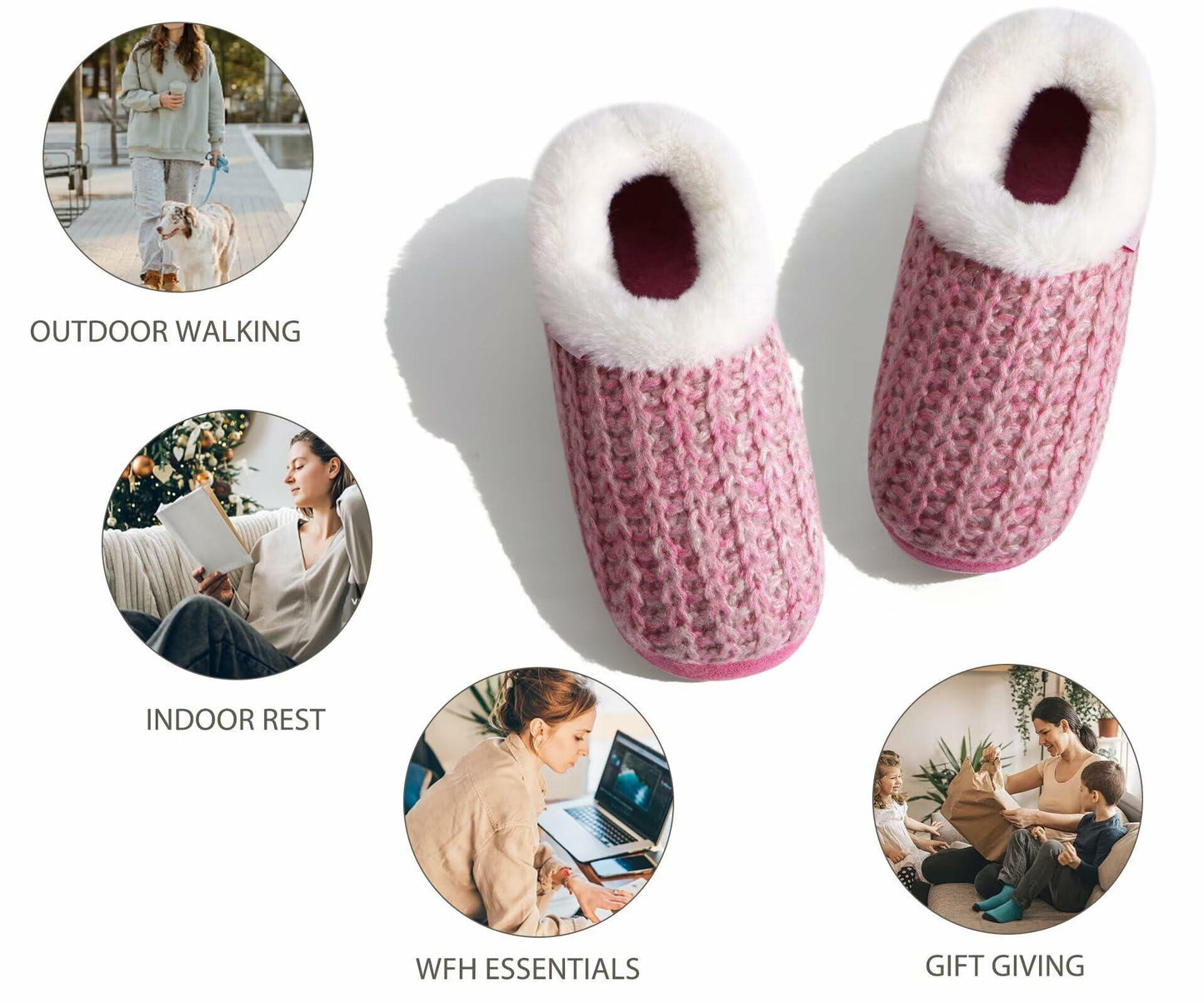 KuaiLu Womens Orthotic Memory Foam Winter Slippers Pink Size 9