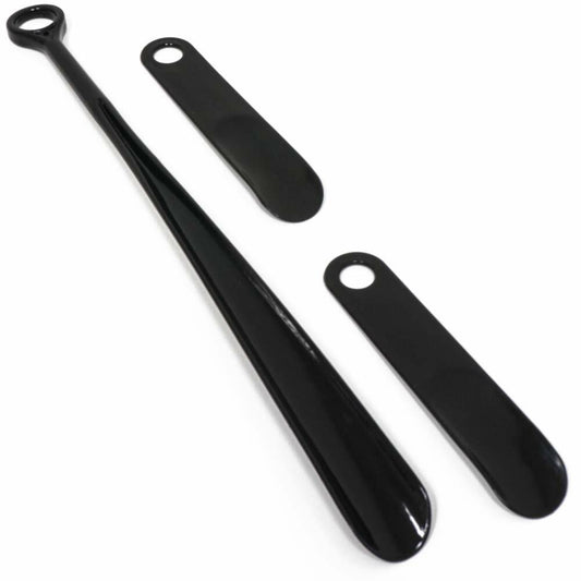 Shacke 18" + 2x7" Extra Long Handle Shoe Horns Black, Travel Set