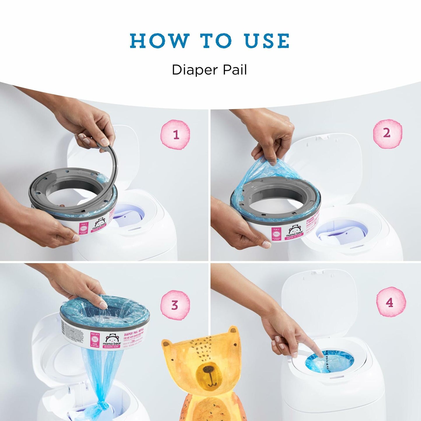 Mama Bear Diaper Pail Refills Blossoms Scented 2160 Count for Diaper Genie