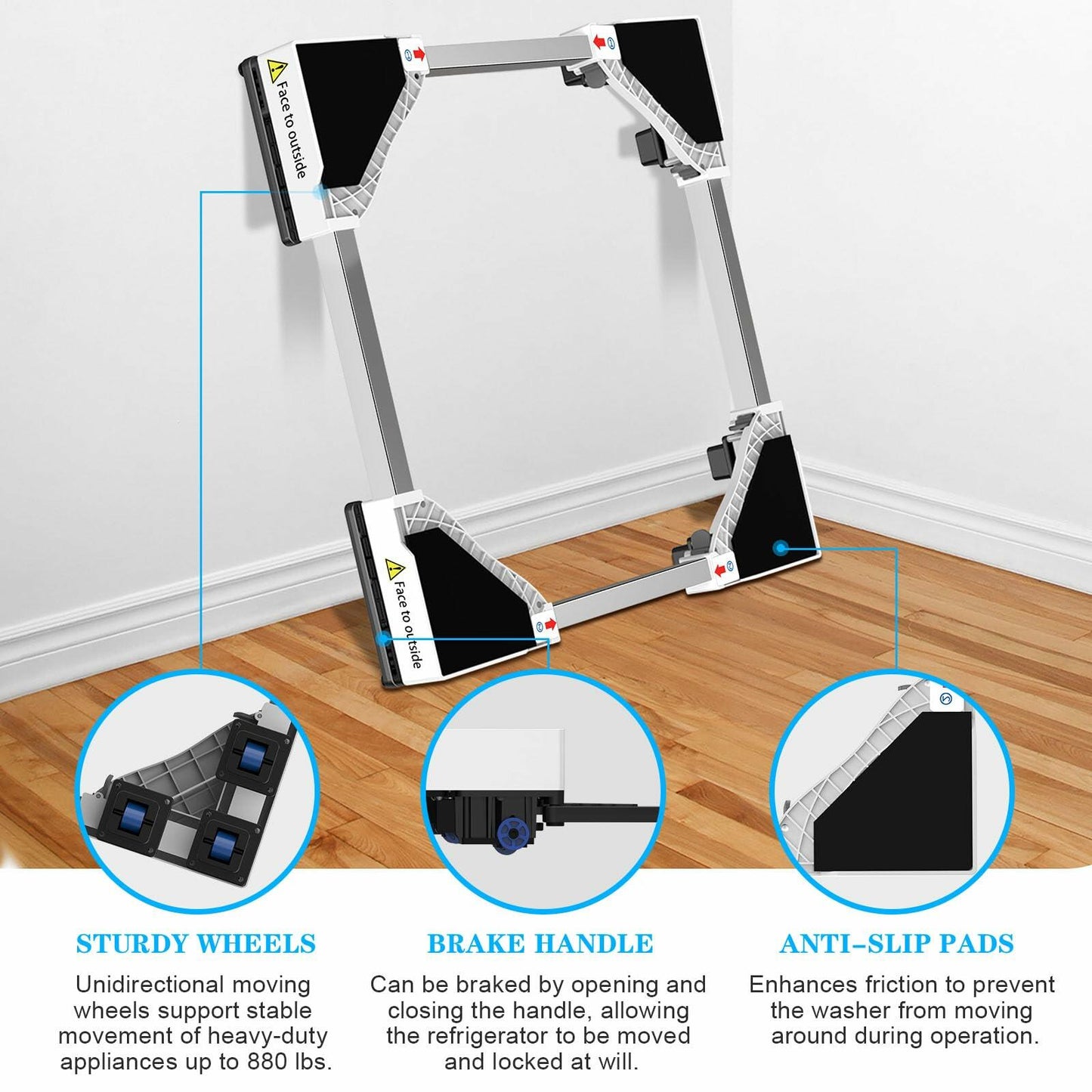 Kiss Core Mini Fridge Stand Adjustable 4"-5" Height Universal with 4 Strong Feet