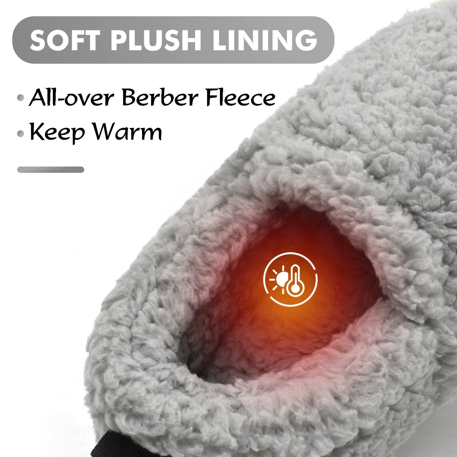 COFACE Womens Slippers Size 7 Grey Memory Foam Plush Sherpa Lined Cozy
