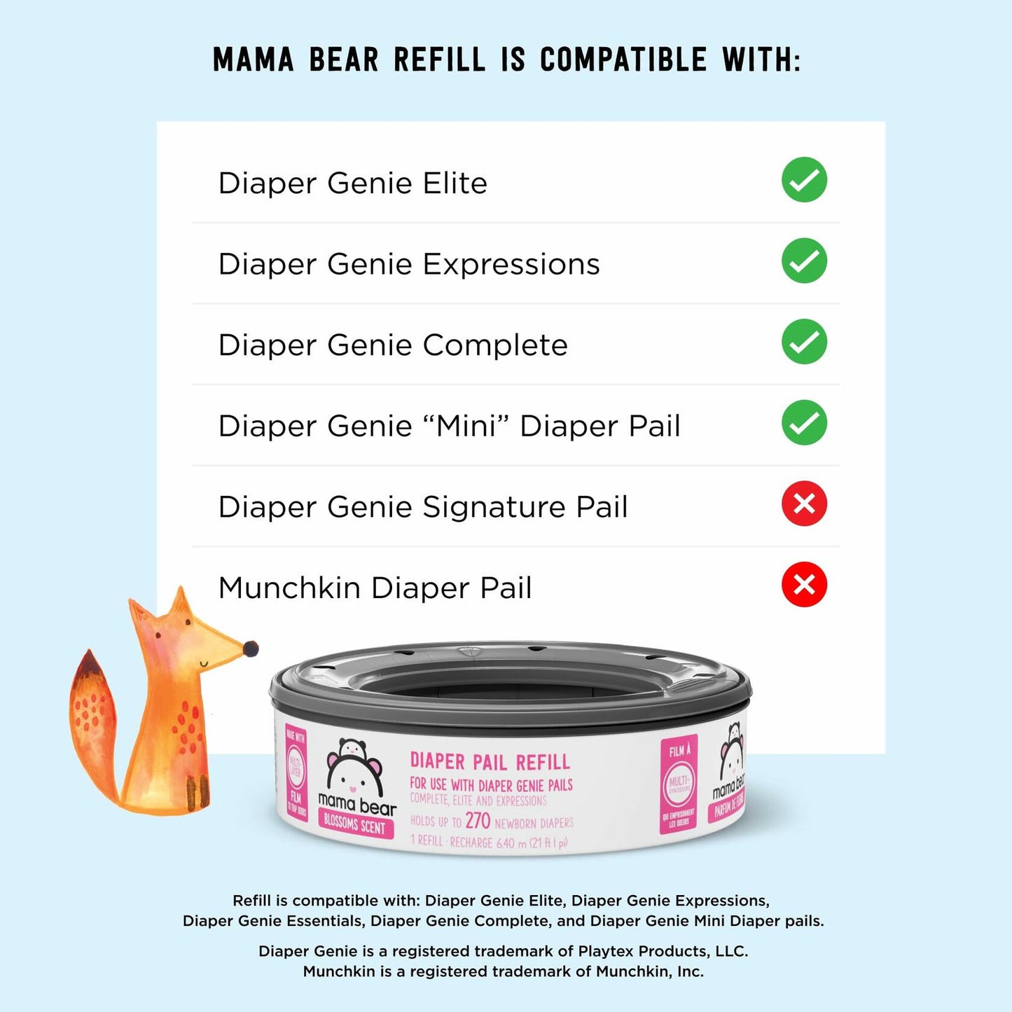 Mama Bear Diaper Pail Refills Blossoms Scented 2160 Count for Diaper Genie