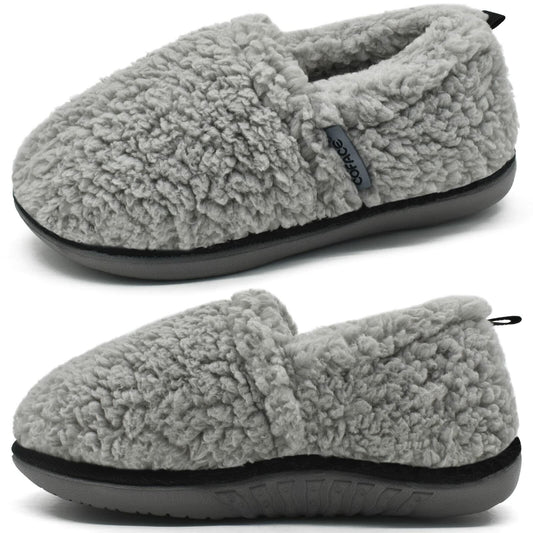 COFACE Womens Slippers Size 8 Grey Memory Foam Plush Sherpa Lined Cozy