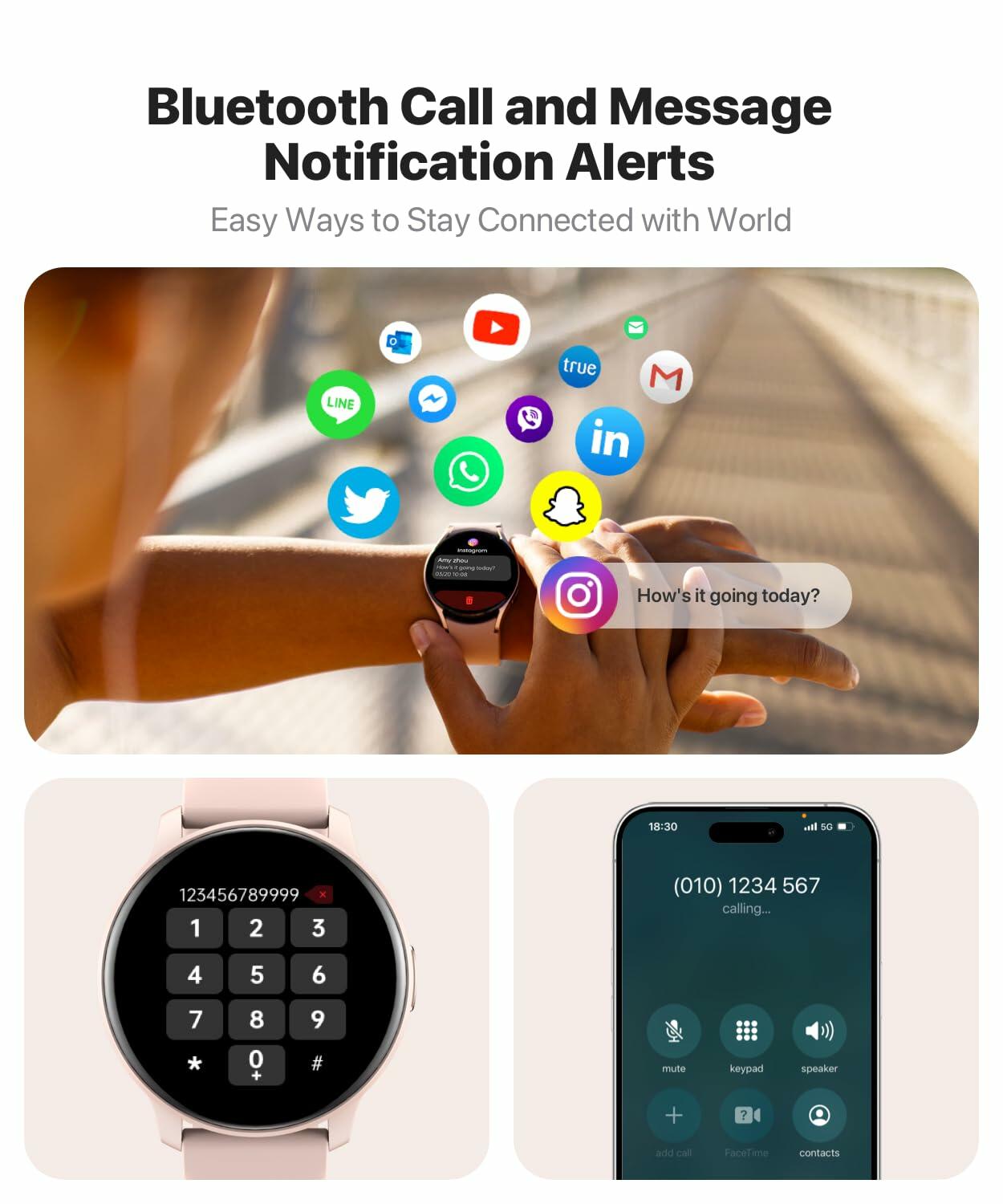 JeeJTek Smart Watch 1.83" HD, Calls, 100+ Sports Modes, IP68, iOS/Android