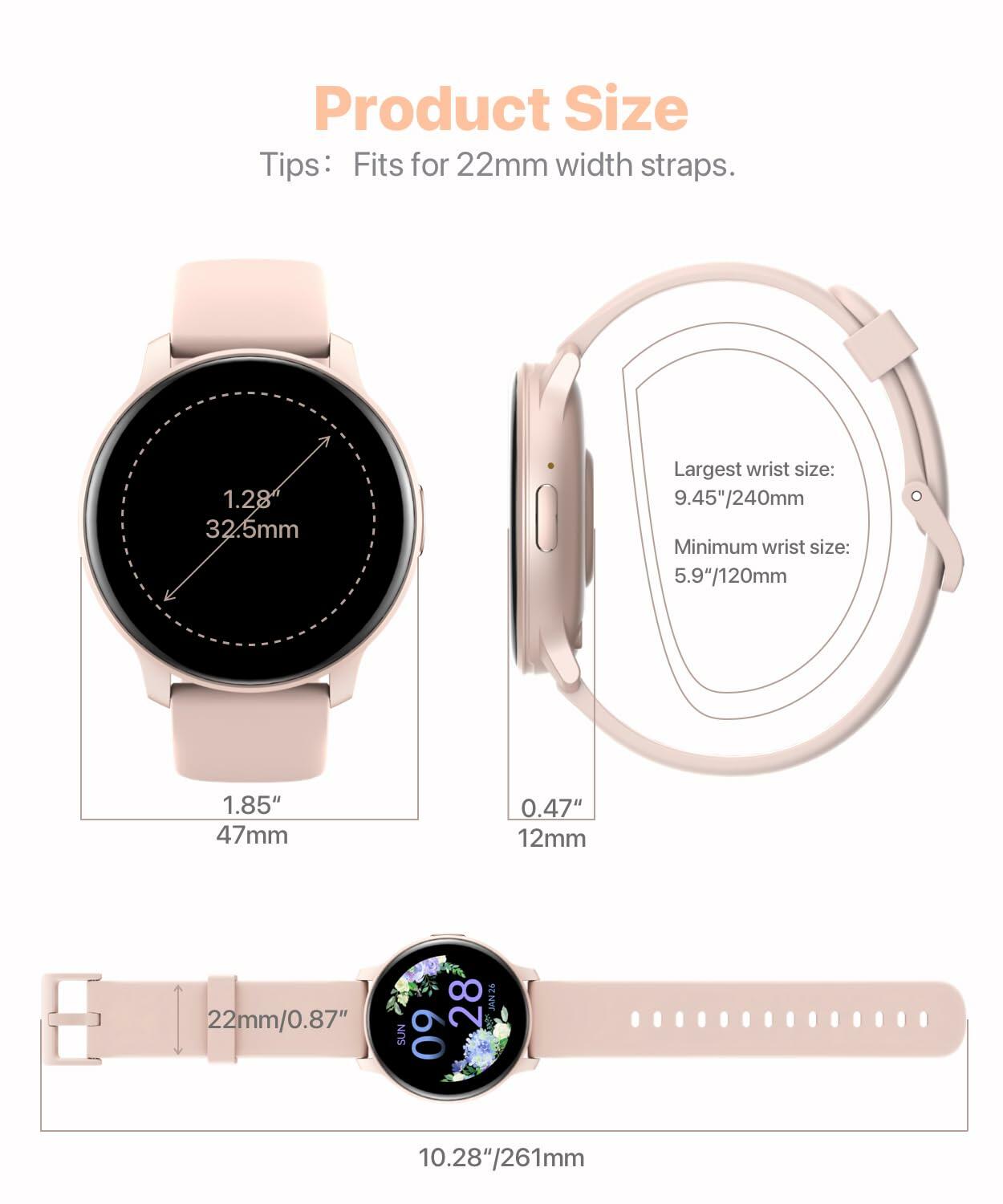 JeeJTek Smart Watch 1.83" HD, Calls, 100+ Sports Modes, IP68, iOS/Android