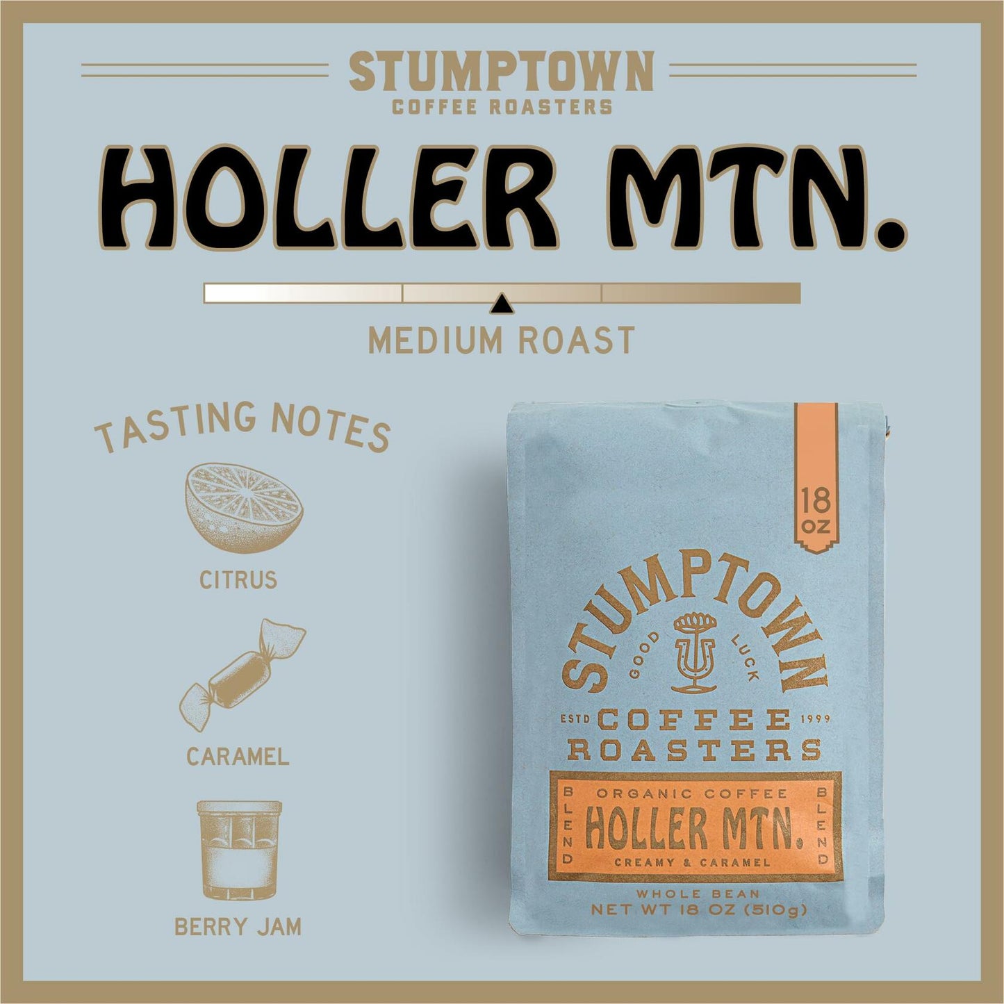 Stumptown Holler Mountain Organic Whole Bean Coffee 18oz Medium Roast
