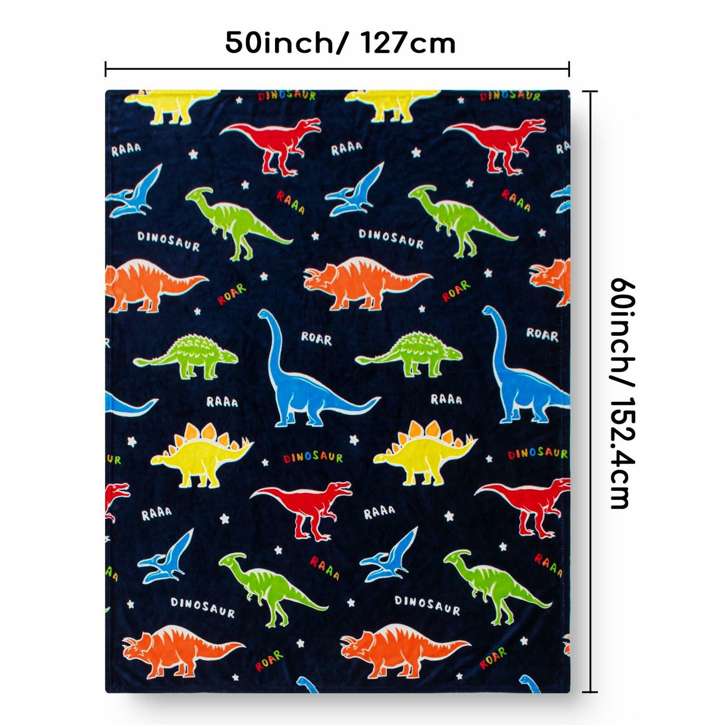 Dinosaur Glow-in-the-Dark Blanket Kids Soft Throw 50x60 Inches