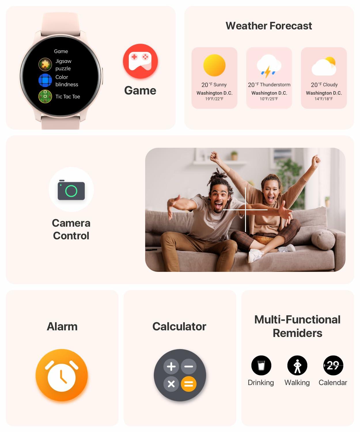 JeeJTek Smart Watch 1.83" HD, Calls, 100+ Sports Modes, IP68, iOS/Android