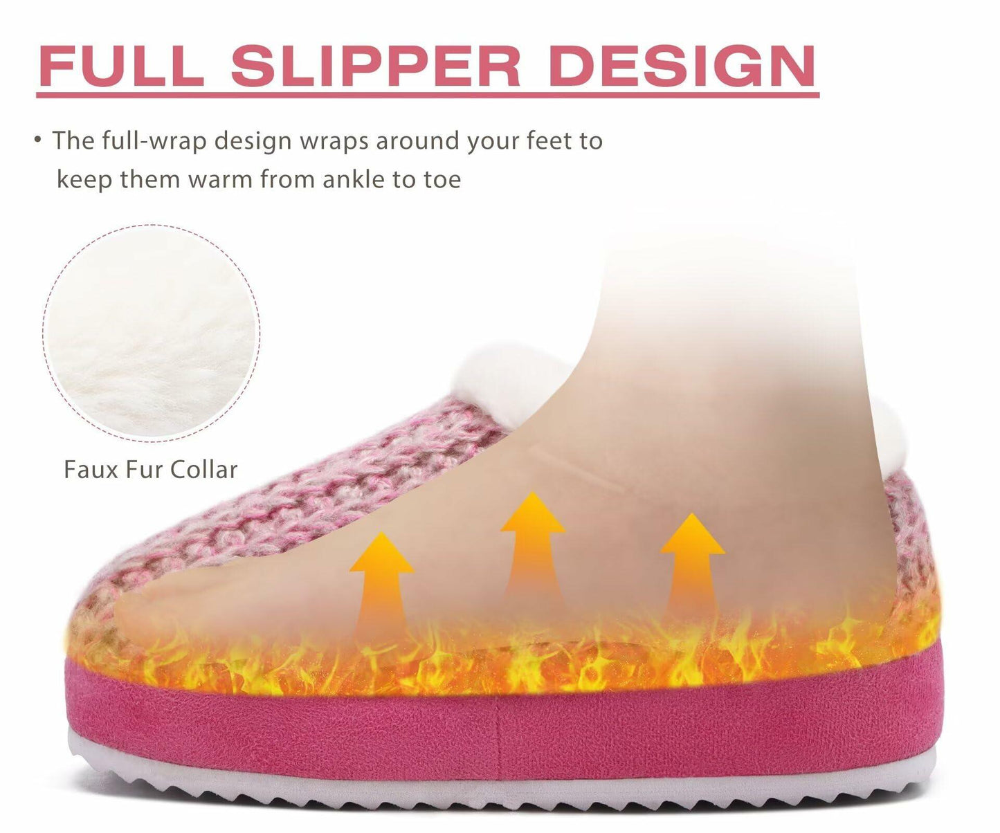 KuaiLu Womens Orthotic Memory Foam Winter Slippers Pink Size 9