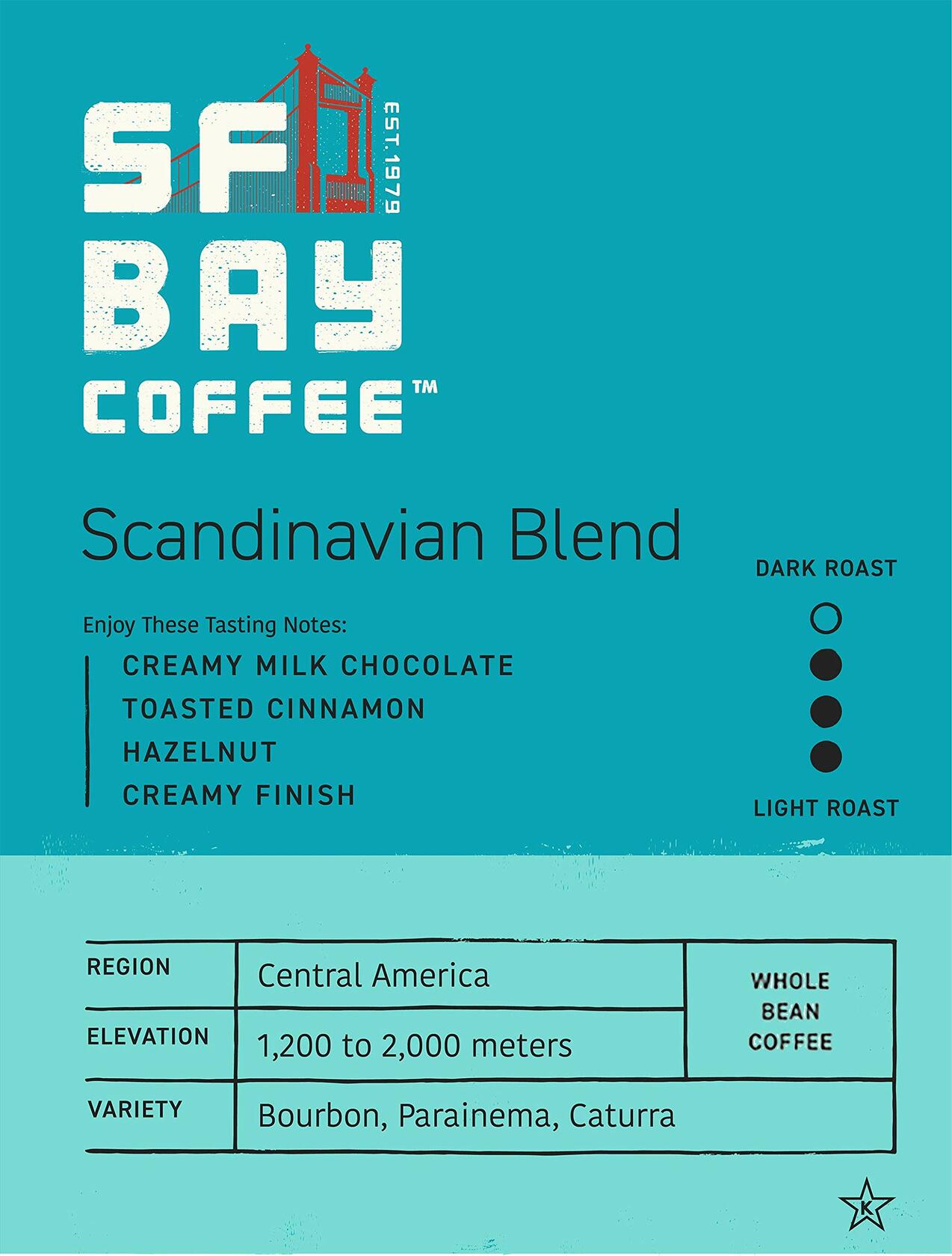 San Francisco Bay BB05/25 Scandinavian Blend 2lb Whole Bean Coffee New
