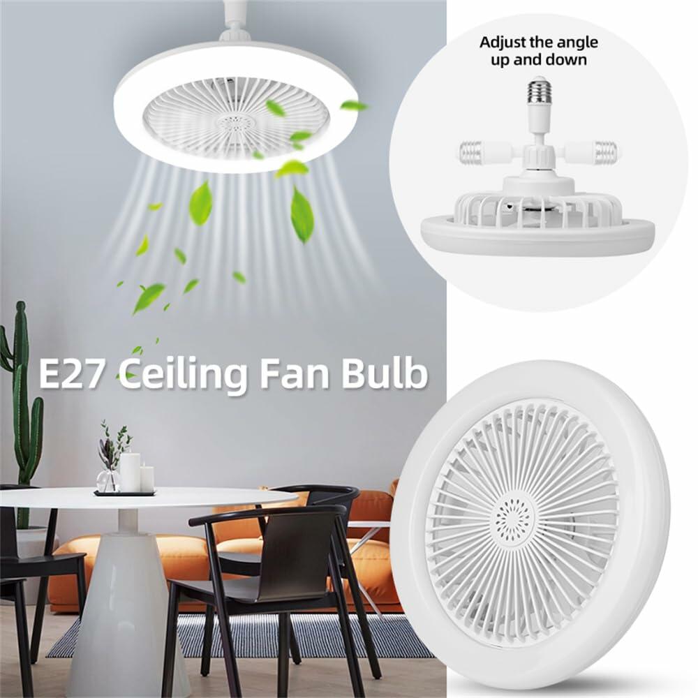 Silent Socket Fan Light Grey LED Bulb Ceiling Fan Light with Remote Control