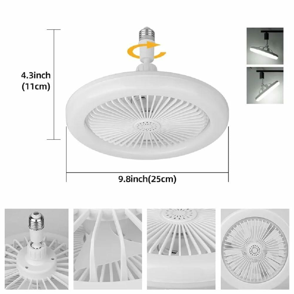 Silent Socket Fan Light Grey LED Bulb Ceiling Fan Light with Remote Control