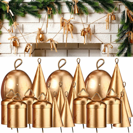 Kasyat 20 Pc Vintage Metal Cow Bells with Jute Rope - Rustic Decor