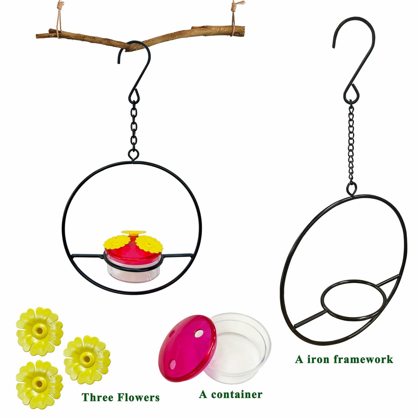 YWYWVVS Hummingbird Feeder 3-Circle Hanging Outdoor Patio Bird Feeder
