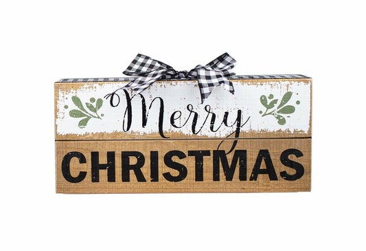 COLLECTIVE HOME Wooden Box Sign Merry Christmas Rustic Farmhouse Decor