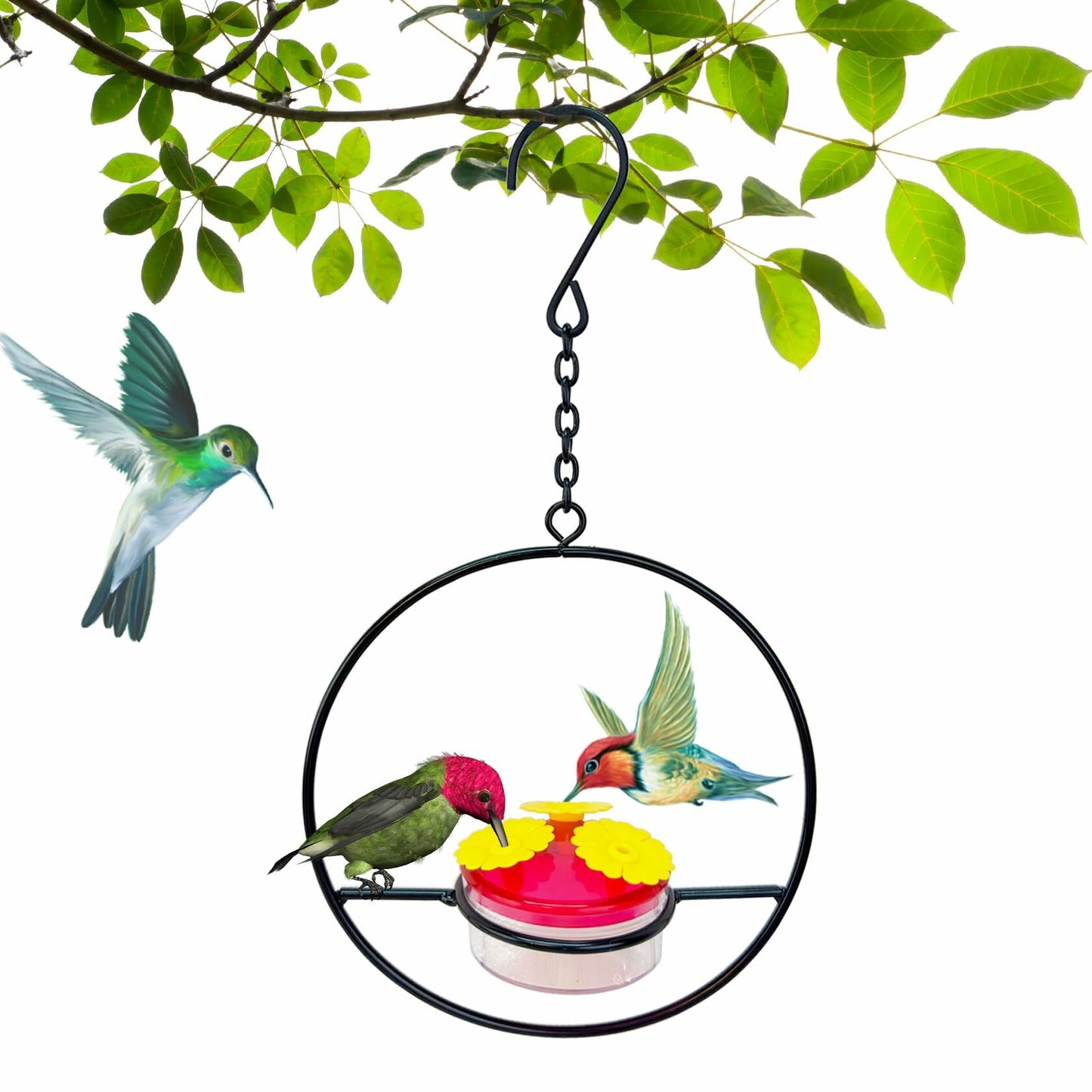 YWYWVVS Hummingbird Feeder 3-Circle Hanging Outdoor Patio Bird Feeder