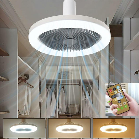 Silent Socket Fan Light Grey LED Bulb Ceiling Fan Light with Remote Control