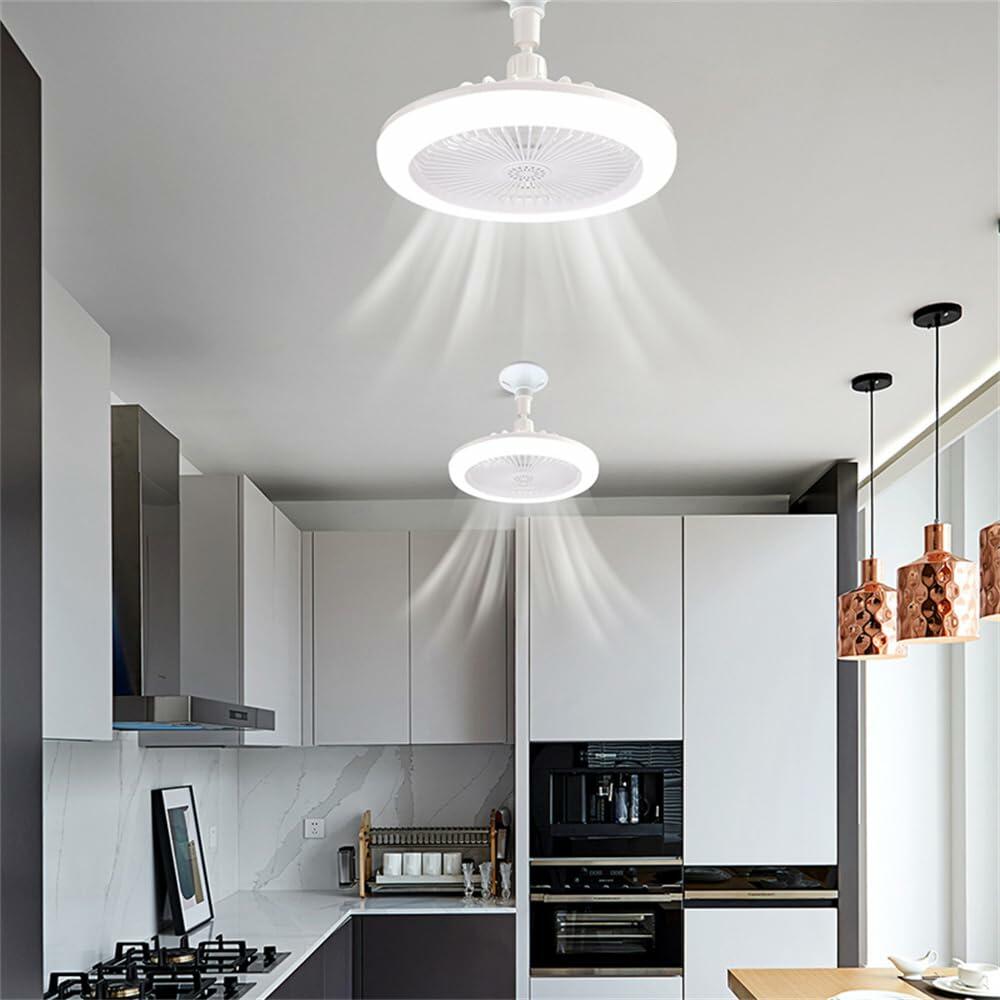 Silent Socket Fan Light Grey LED Bulb Ceiling Fan Light with Remote Control