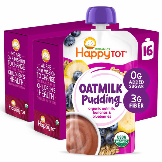 BestBy08/25 Happy Tot Organics Oatmilk Pudding Dairy-Free Toddler Snack 4oz x16