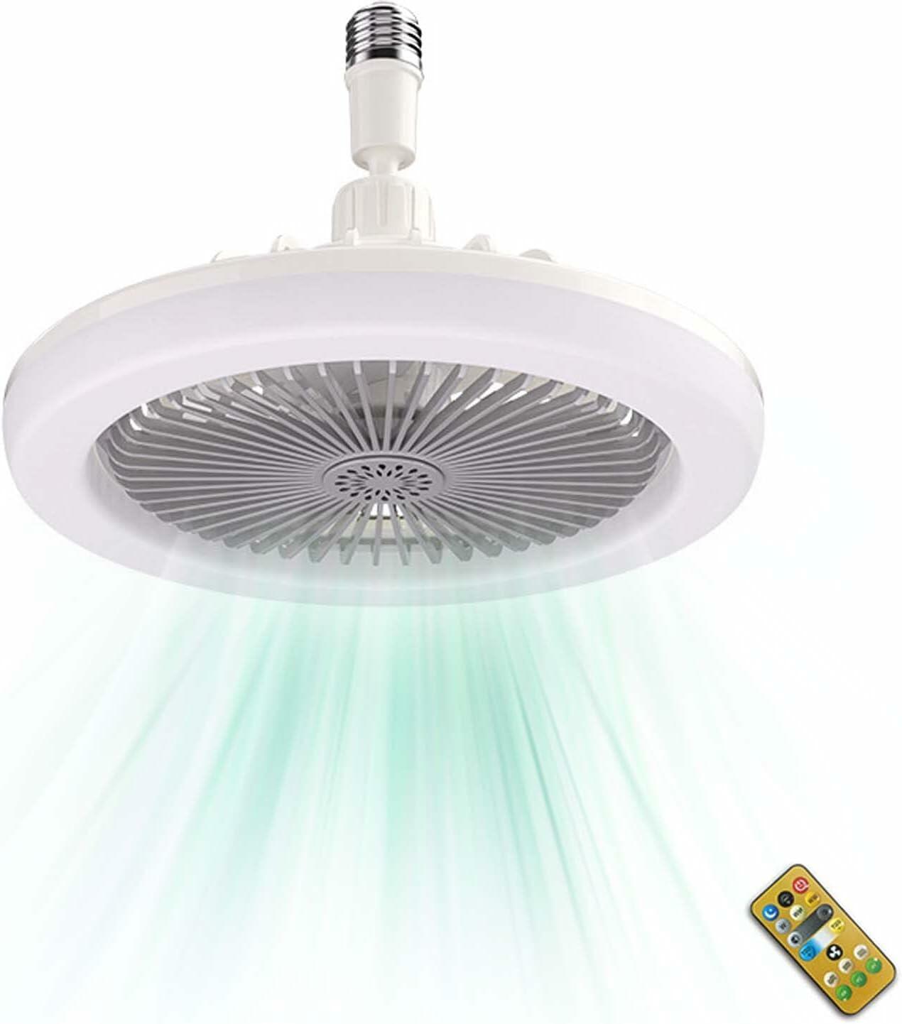 Silent Socket Fan Light Grey LED Bulb Ceiling Fan Light with Remote Control