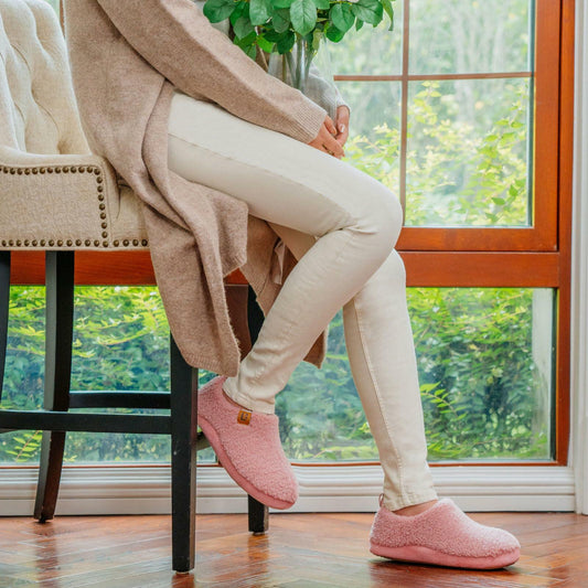 LongBay Women's Memory Foam Slippers – Pink, Size 9.5–10.5, Anti-Skid