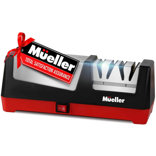 Mueller Electric Knife Sharpener – Diamond Abrasive, 2-Stage, Straight Blades