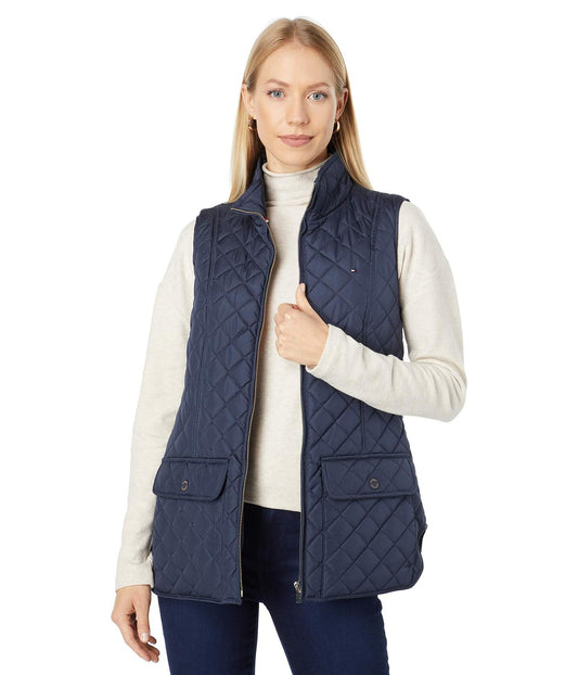 Tommy Hilfiger Quilted Vest with Pockets Sky Captain LG (US 12-14)