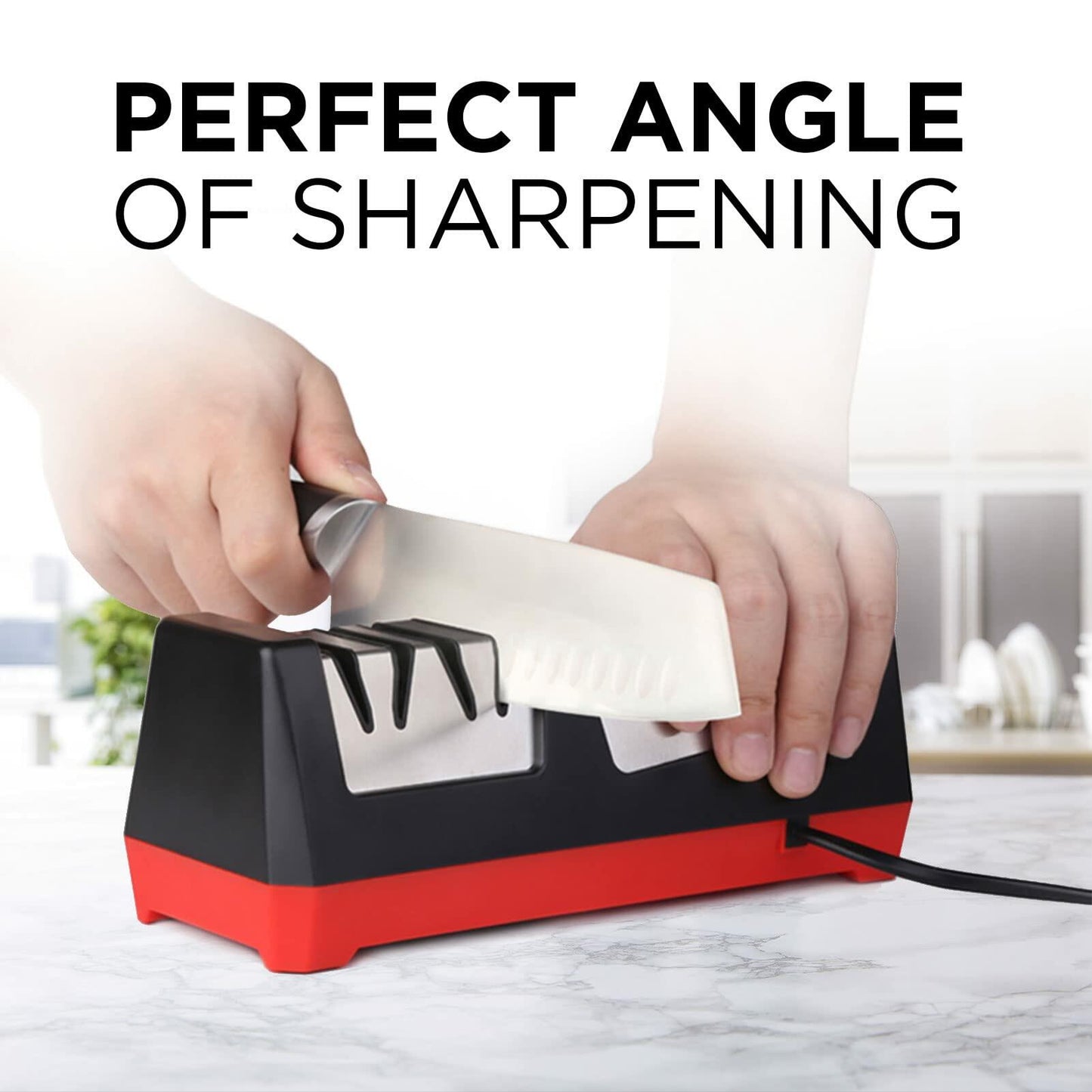 Mueller Electric Knife Sharpener – Diamond Abrasive, 2-Stage, Straight Blades