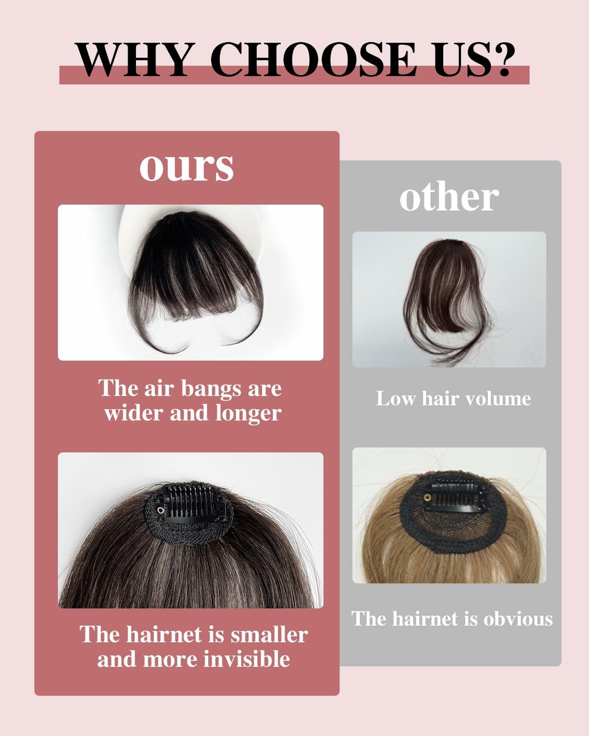 Axceroh Bangs Clip-in Fringe Extension Black Brown Wispy Real Human Hair