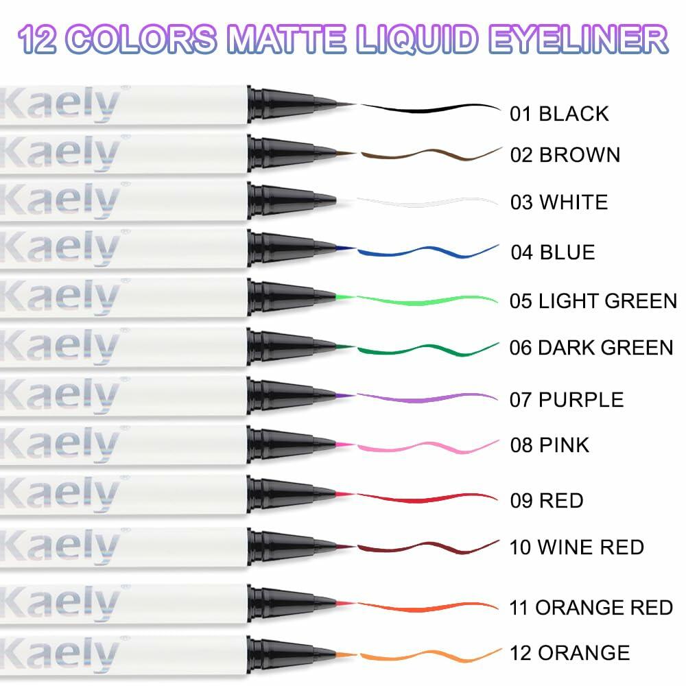 evpct 2Pc Waterproof Liquid Eyeliner Set Dark Green Long Lasting - New