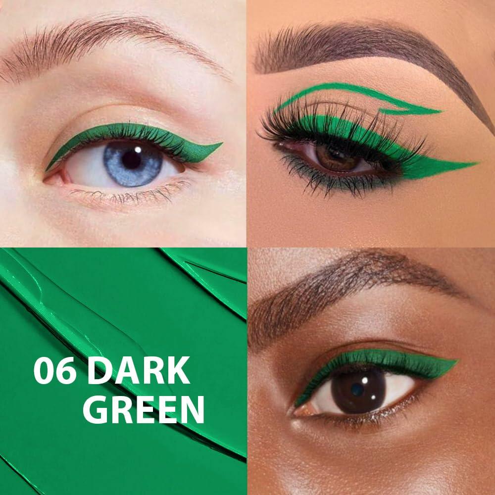 evpct 2Pc Waterproof Liquid Eyeliner Set Dark Green Long Lasting - New