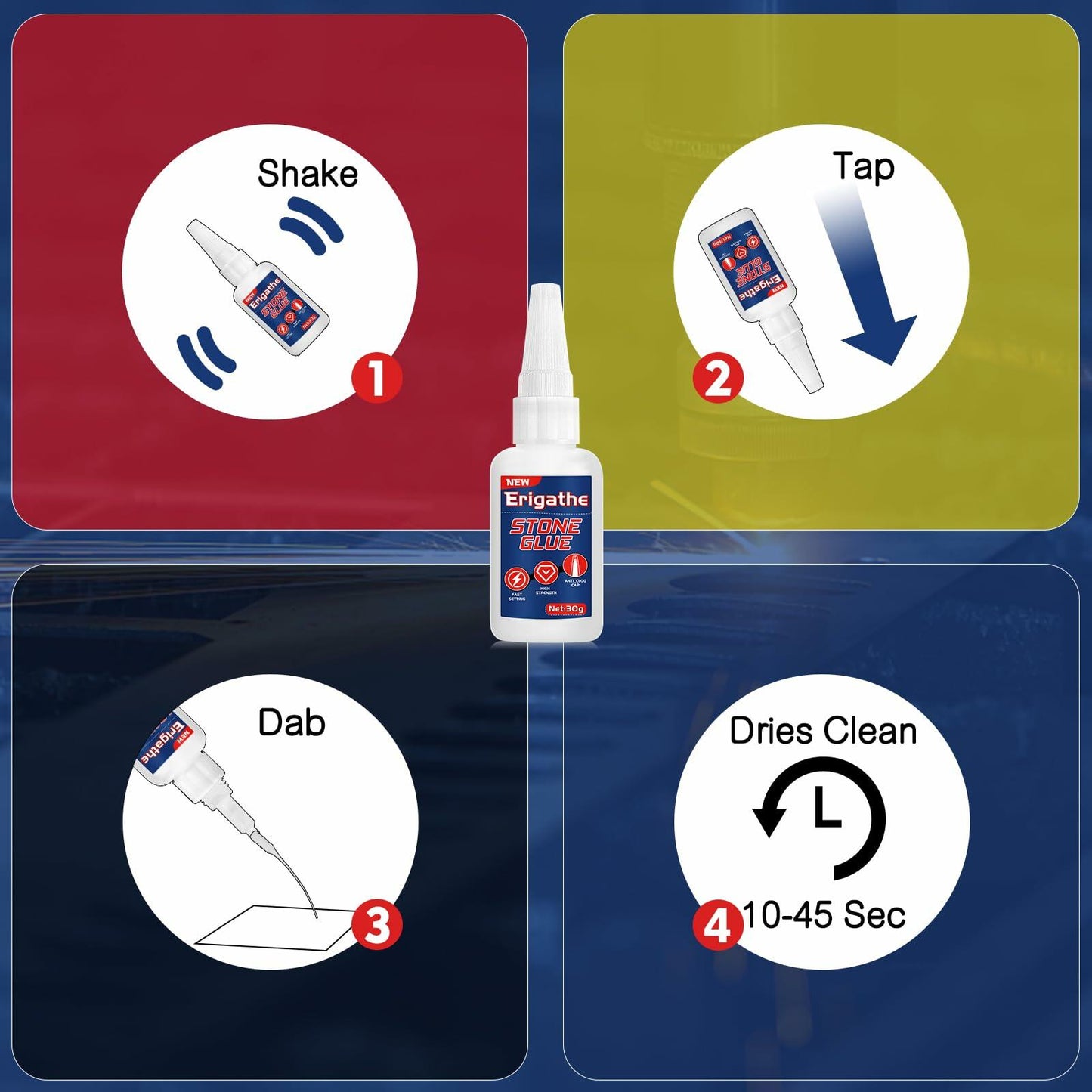 Stone Glue 30g Cyanoacrylate Adhesive Waterproof Heat-Resistant with Anti-Clog